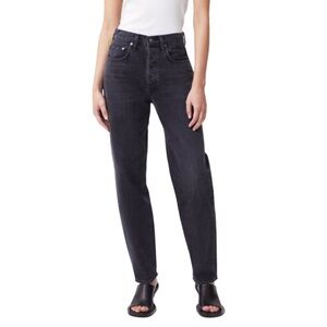 Agolde Tapered Baggy Jean in Washed Black High Rise Button Fly 80s Inspo Size 27